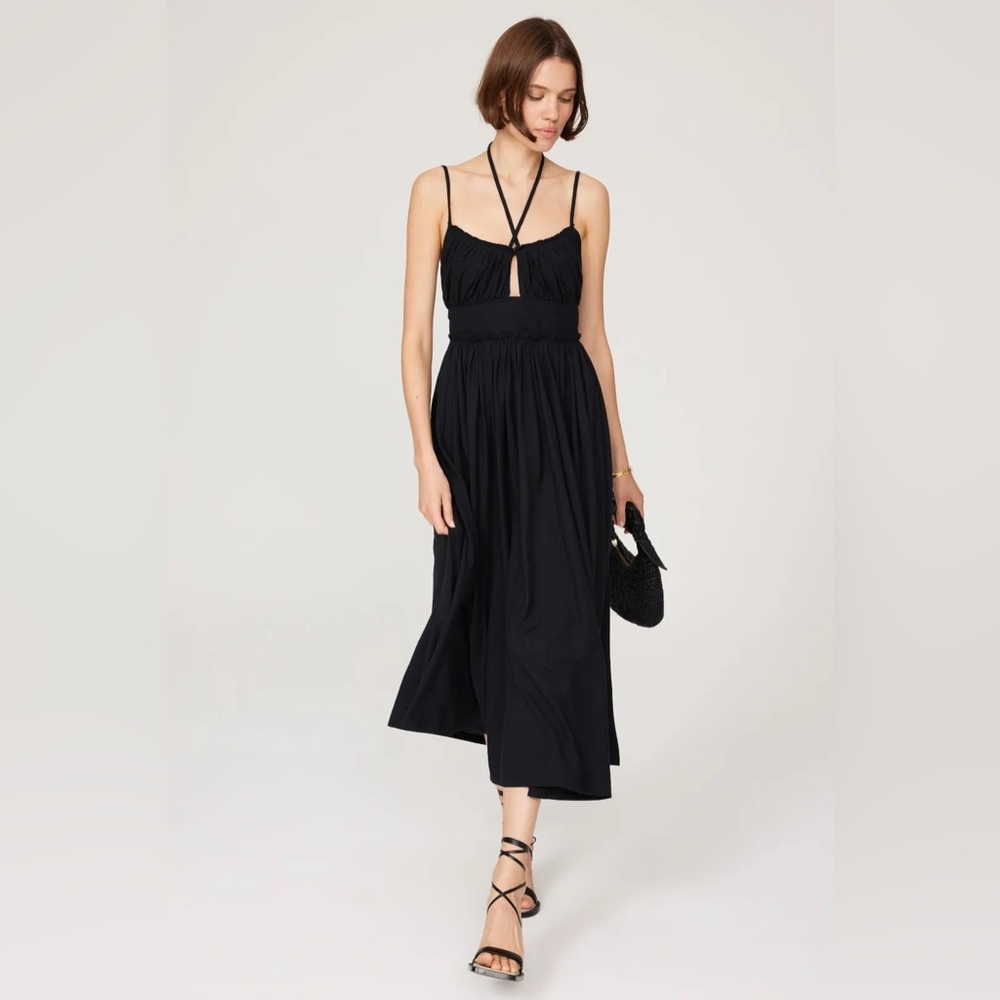 Ulla Johnson Freya strappy black cotton-jersey midi dress size 2